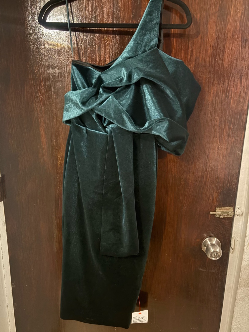 NWT ASOS One-Shoulder Dark Green Velvet Dress. Size 4.
